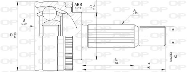 OPEN PARTS Шарнирный комплект, приводной вал CVJ5661.10